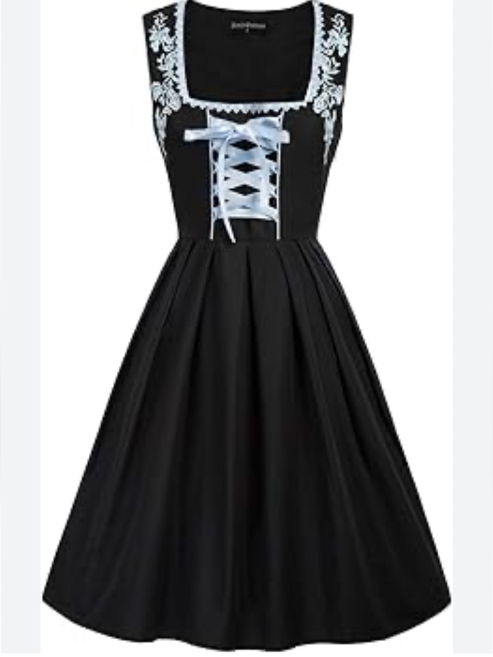 Scarlet Darkness Oktoberfest Dirndl Dress Black Light Blue Lace Embroidered-S